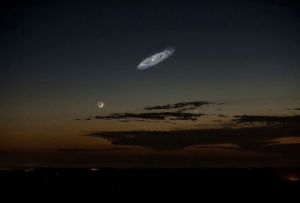 If the whole galaxy were bright enough, this is what you’d see at night (with the moon as a reference).